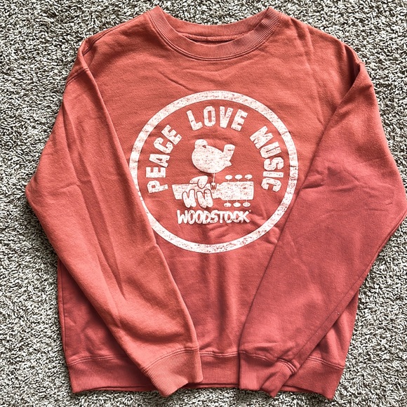 Never worn. Orange Woodstock crew sweatshirt - Picture 1 of 3